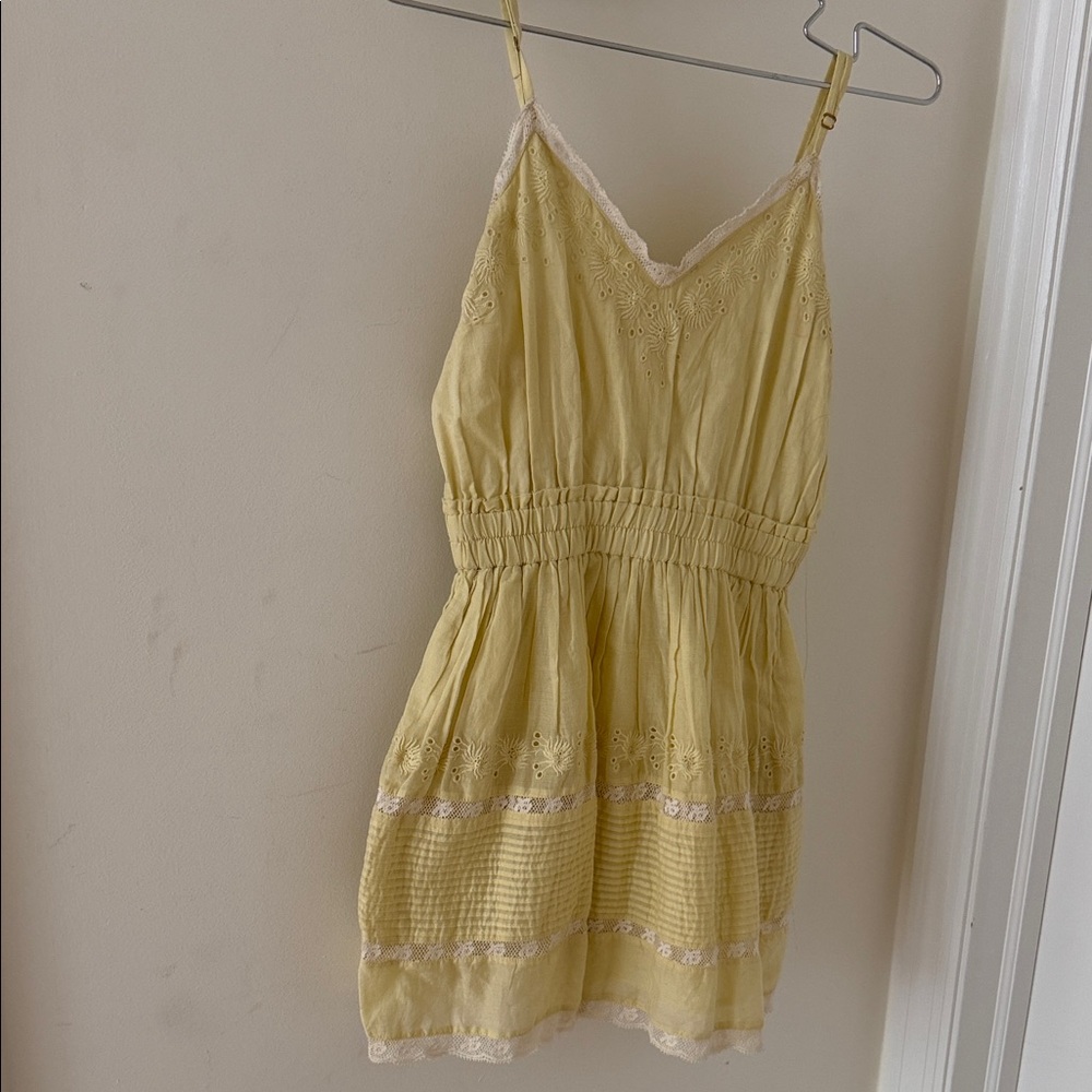 LoveShackFancy Yellow Eyelet Mini Dress